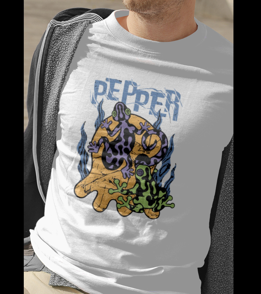 Pepper Skullconut Amphibians Psychedelic Frogs Graphic T-Shirt