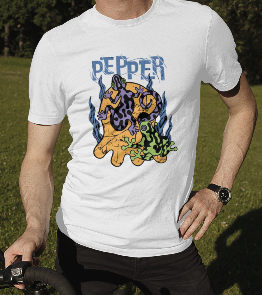 Pepper Skullconut Amphibians Psychedelic Frogs Graphic T-Shirt