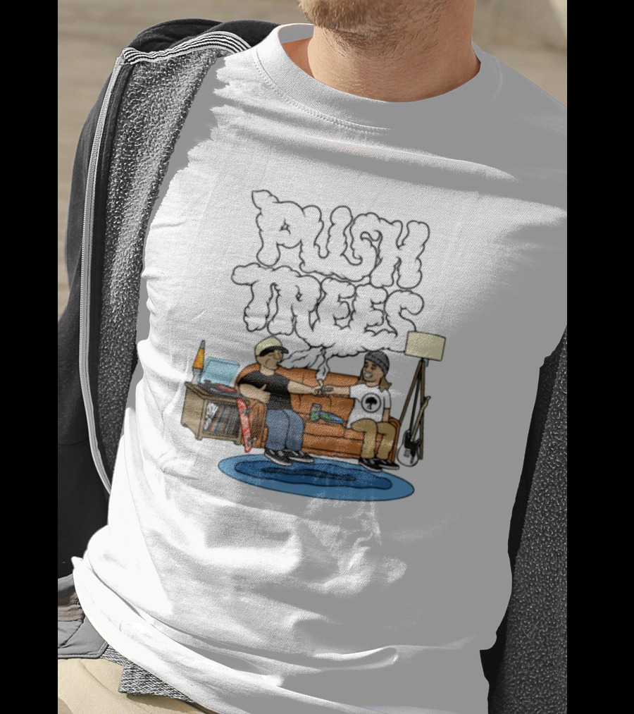 Push Trees Smoking Vibes Puff Puff Pass Couch Session Retro Lamp Lava Skate Record Guitar T-Shirt