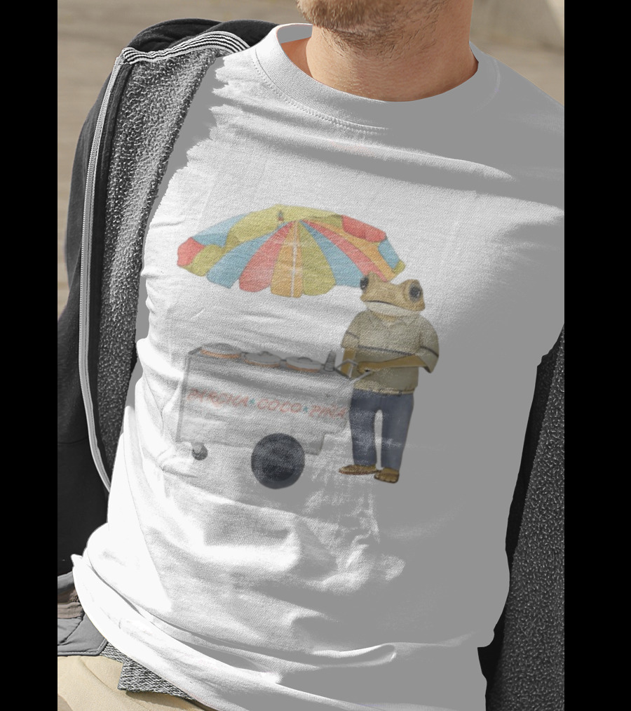 Parcha Coco Piña Frog Vendor With Colorful Umbrella T-Shirt