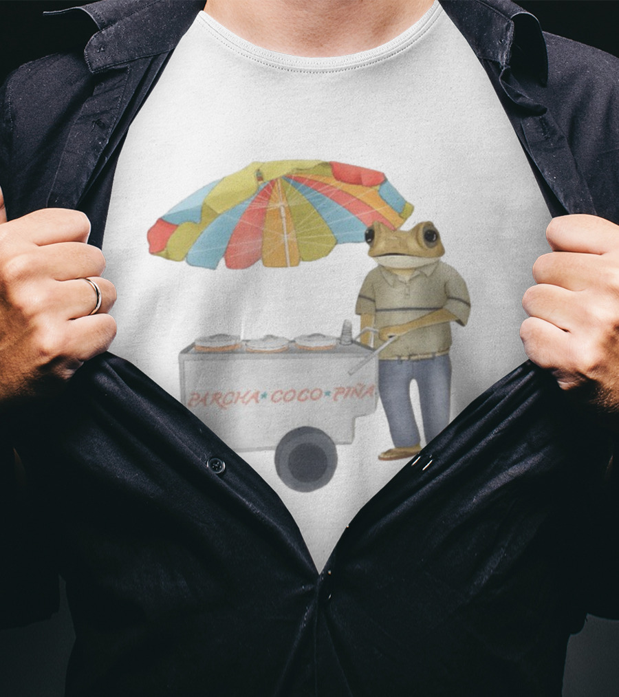 Parcha Coco Piña Frog Vendor With Colorful Umbrella T-Shirt