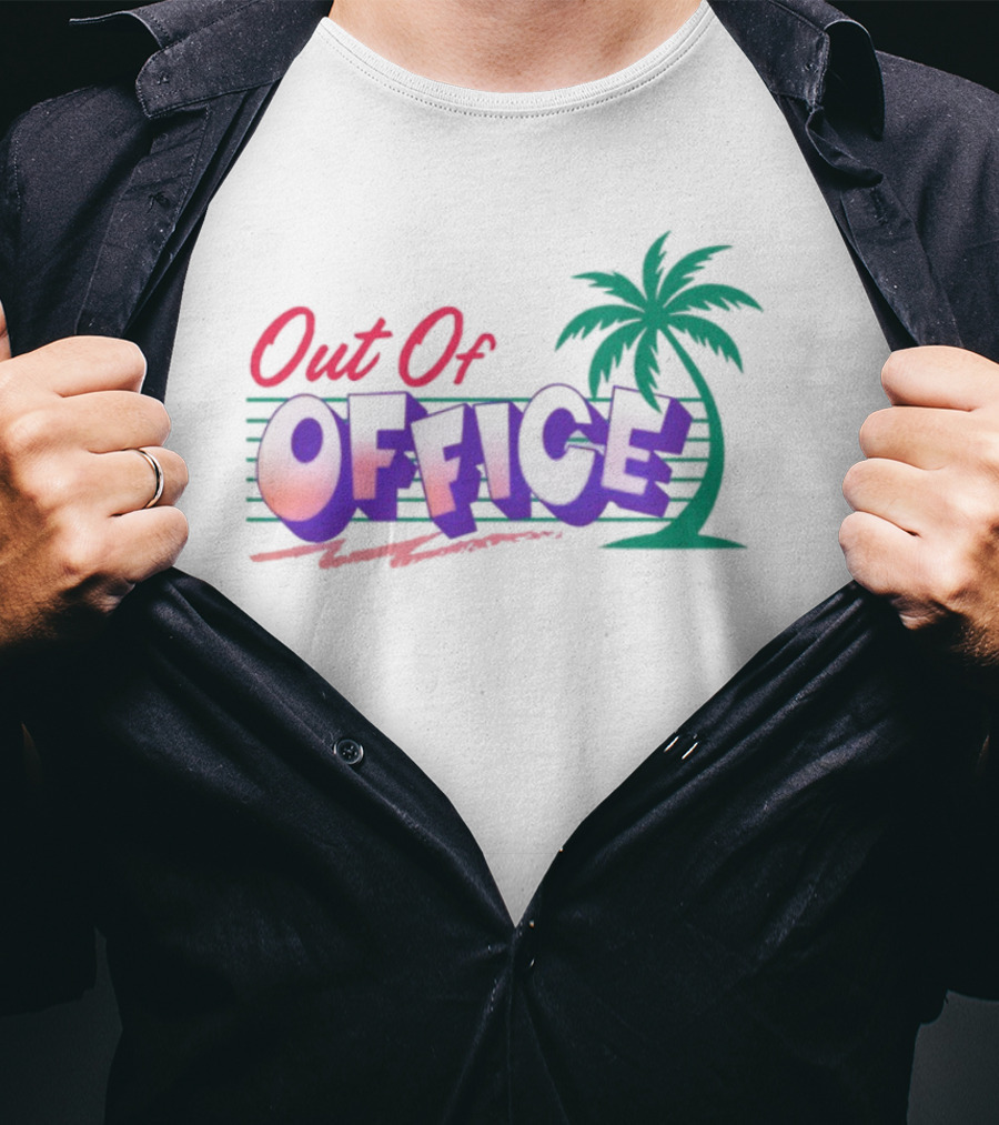 Out Of Office Tropical Palm Tree Retro Style T-Shirt