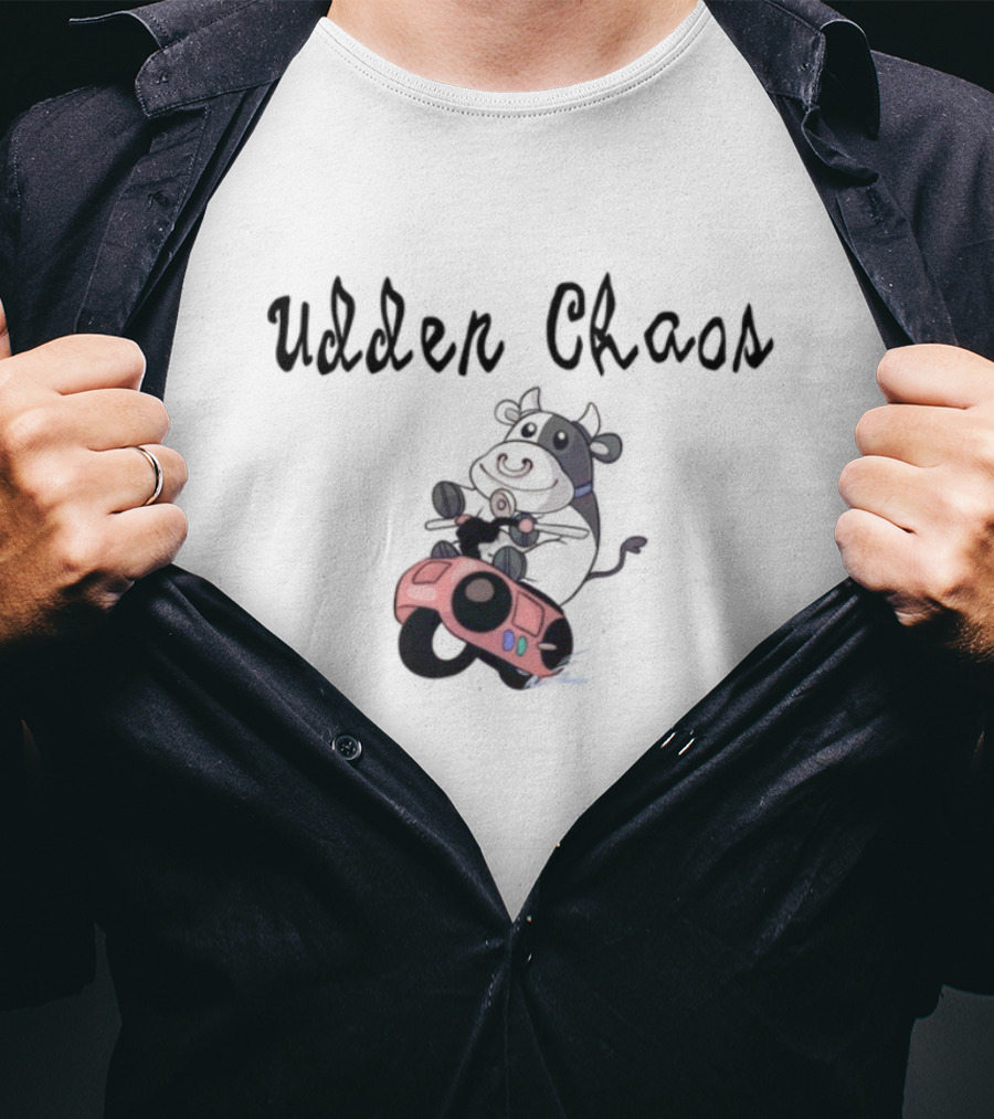 Udder Chaos Cow On Motorbike Adventure T-Shirt