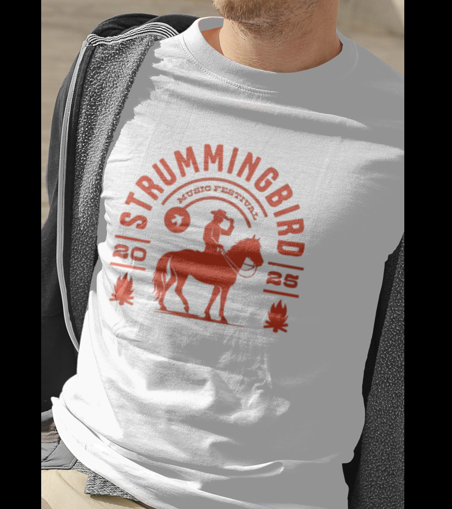 Strummingbird Music Festival 2025 Cowboy Riding Horse Icon T-Shirt