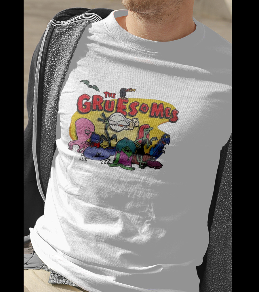 The Gruesomes Cartoon Characters With Bat And Vulture T-Shirt