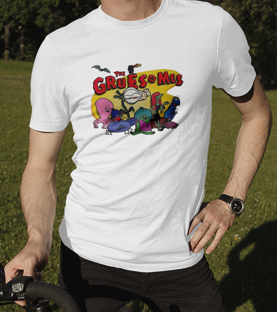 The Gruesomes Cartoon Characters With Bat And Vulture T-Shirt