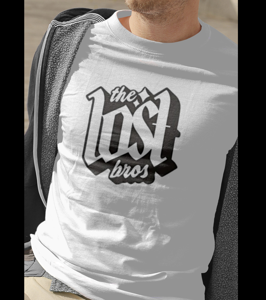 The Lost Bros Black Vintage Style Bold Text Design T-Shirt