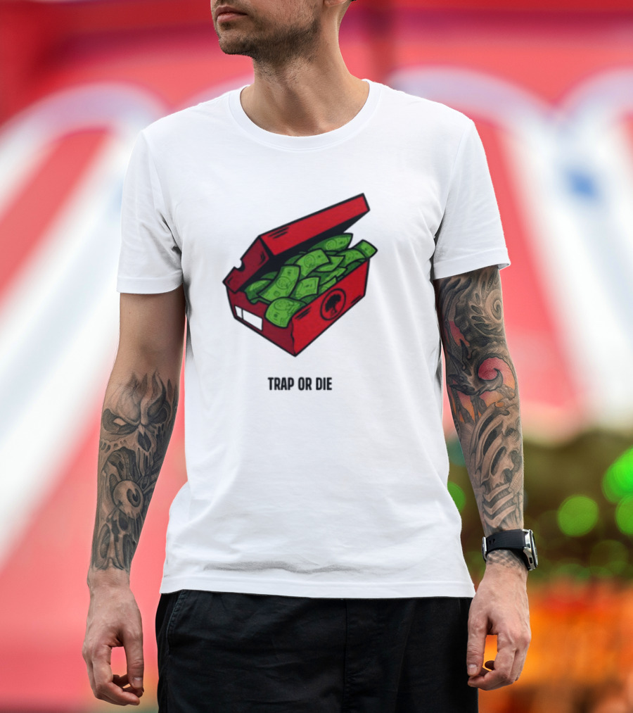 Trap Or Die Shoe Box Money Cash Stack T-Shirt