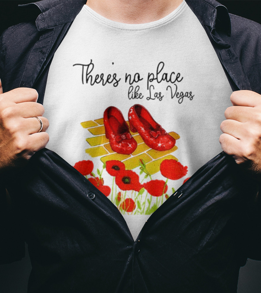 Wizard Of Oz Ruby Slippers Yellow Brick Road Poppies Las Vegas Magic T-Shirt