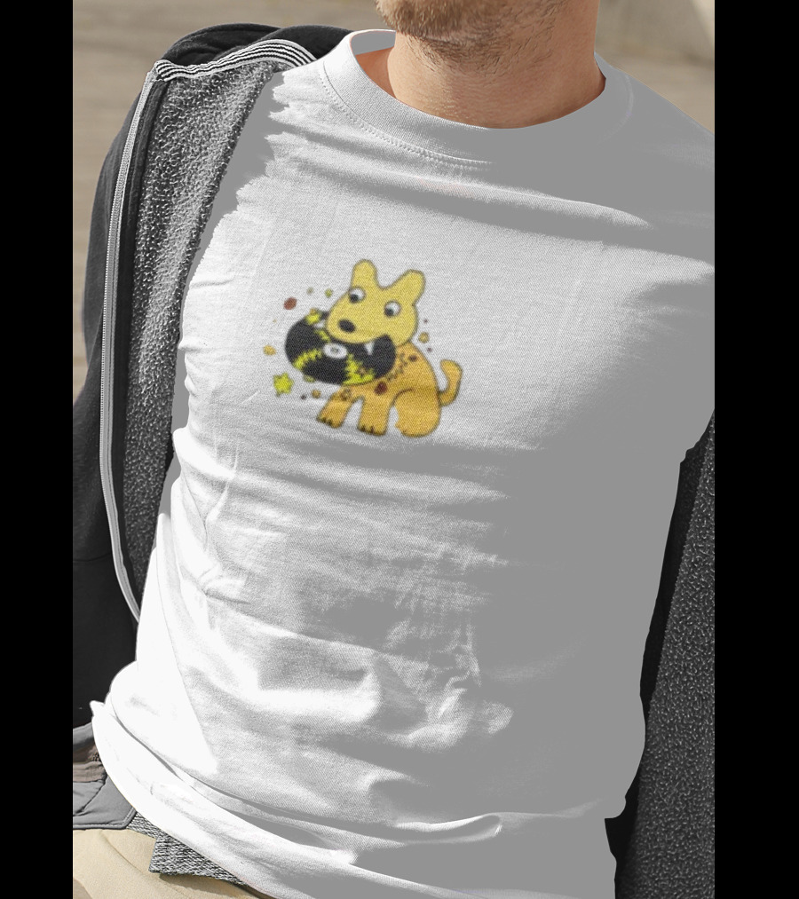 Yellow Jasper Dog With Cosmic Black Cat T-Shirt