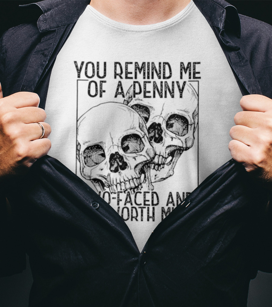 You Remind Me Of A Penny Two Faced And Not Worth Much Skull T-Shirt