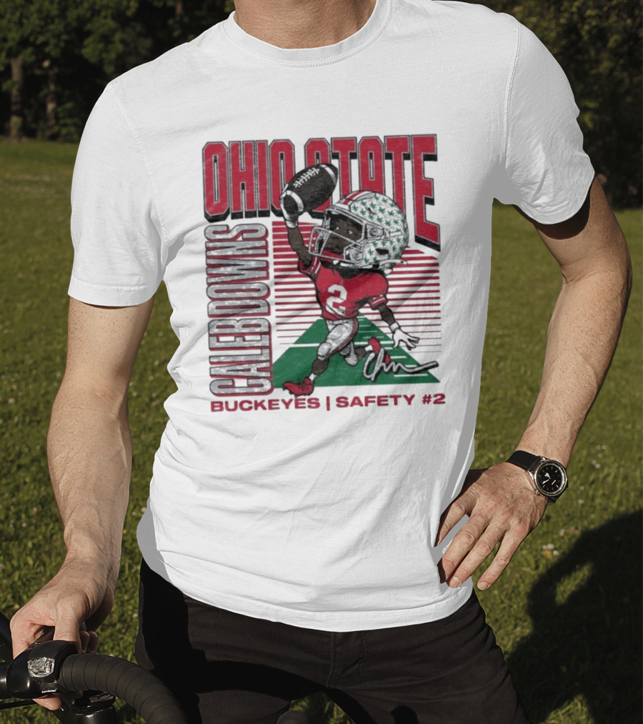 Ohio State Caleb Downs Buckeyes Safety Caricature #2 T-Shirt