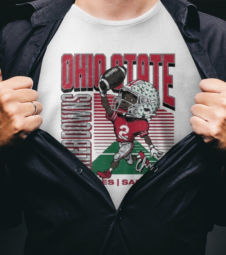 Ohio State Caleb Downs Buckeyes Safety Caricature #2 T-Shirt