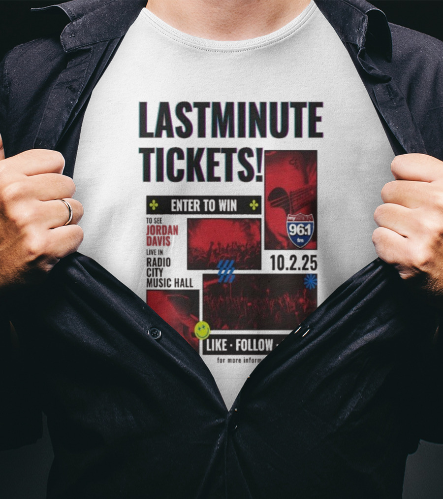 Last Minute Tickets Enter To Win Oct 2 2025 Radio City Music Hall 96.1 T-Shirt