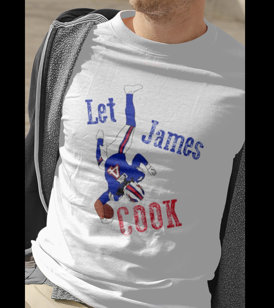 Let James Cook Football Player Red Blue Text T-Shirt