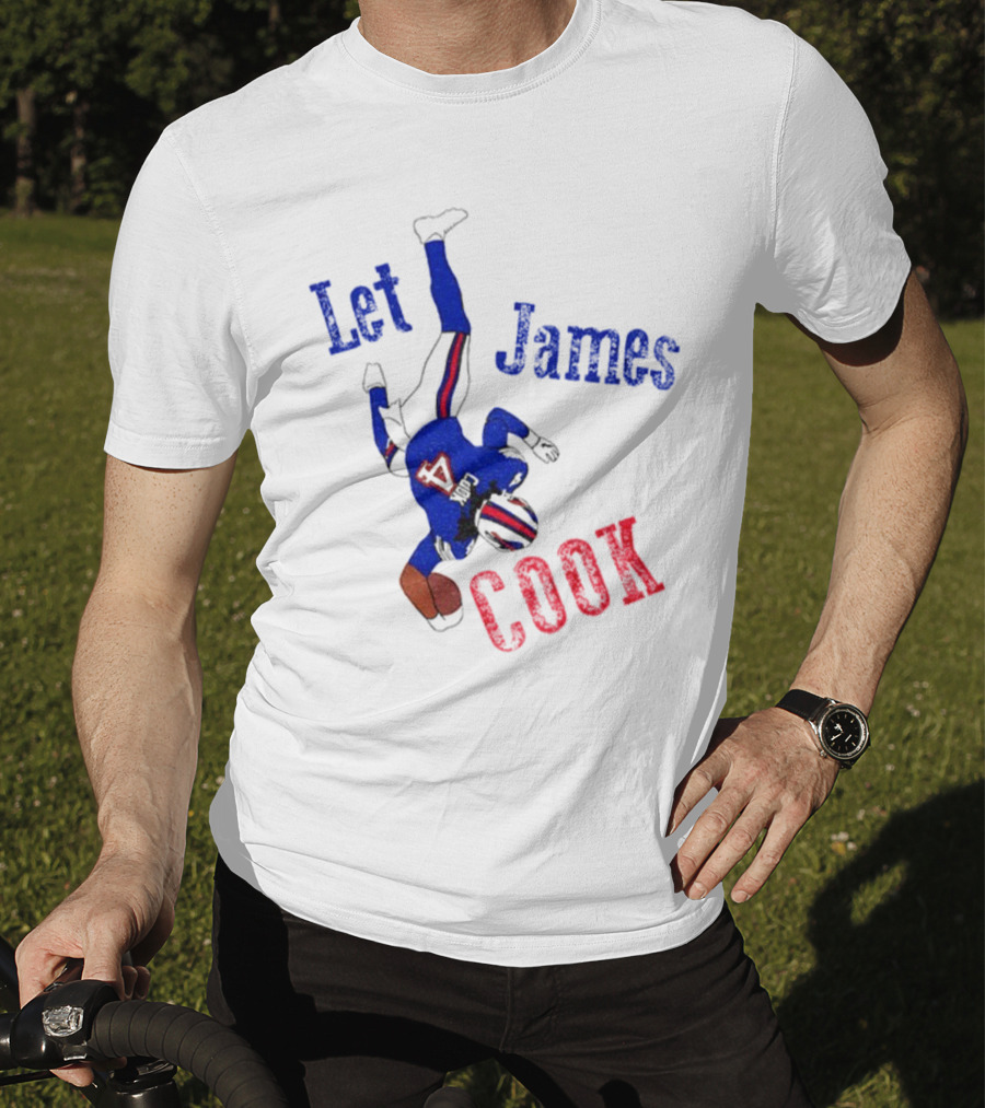 Let James Cook Football Player Red Blue Text T-Shirt