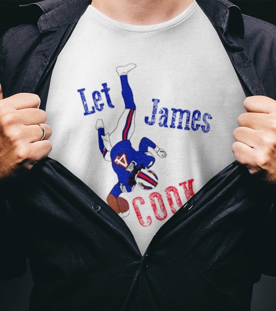 Let James Cook Football Player Red Blue Text T-Shirt