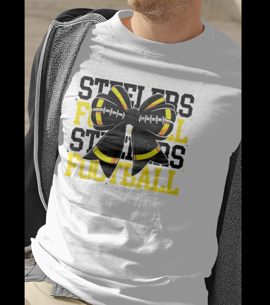 Pittsburgh Steelers Football Coquette Mom Bow Game Day T-Shirt