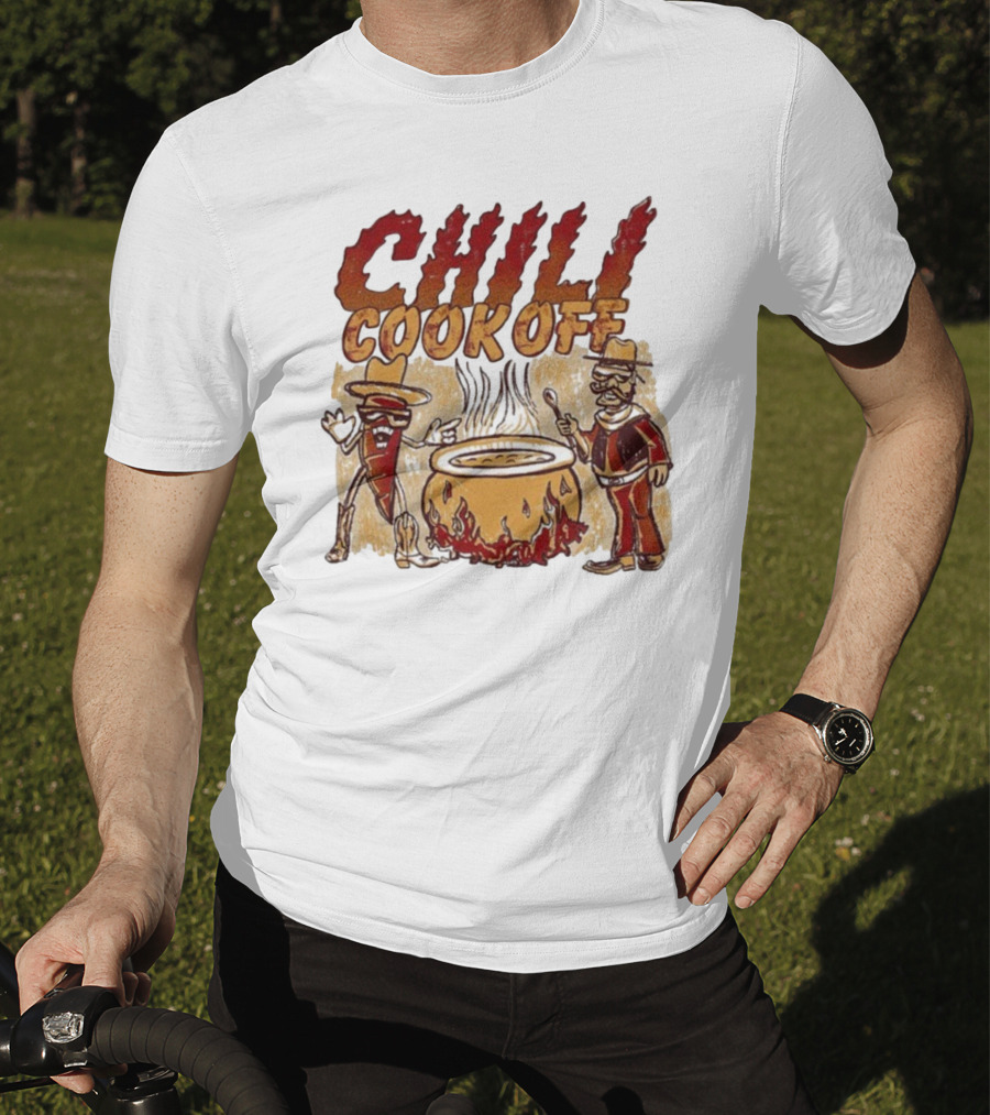 Chili Cookoff Spicy Pepper Cowboy And Chef Duel Over Fiery Pot T-Shirt