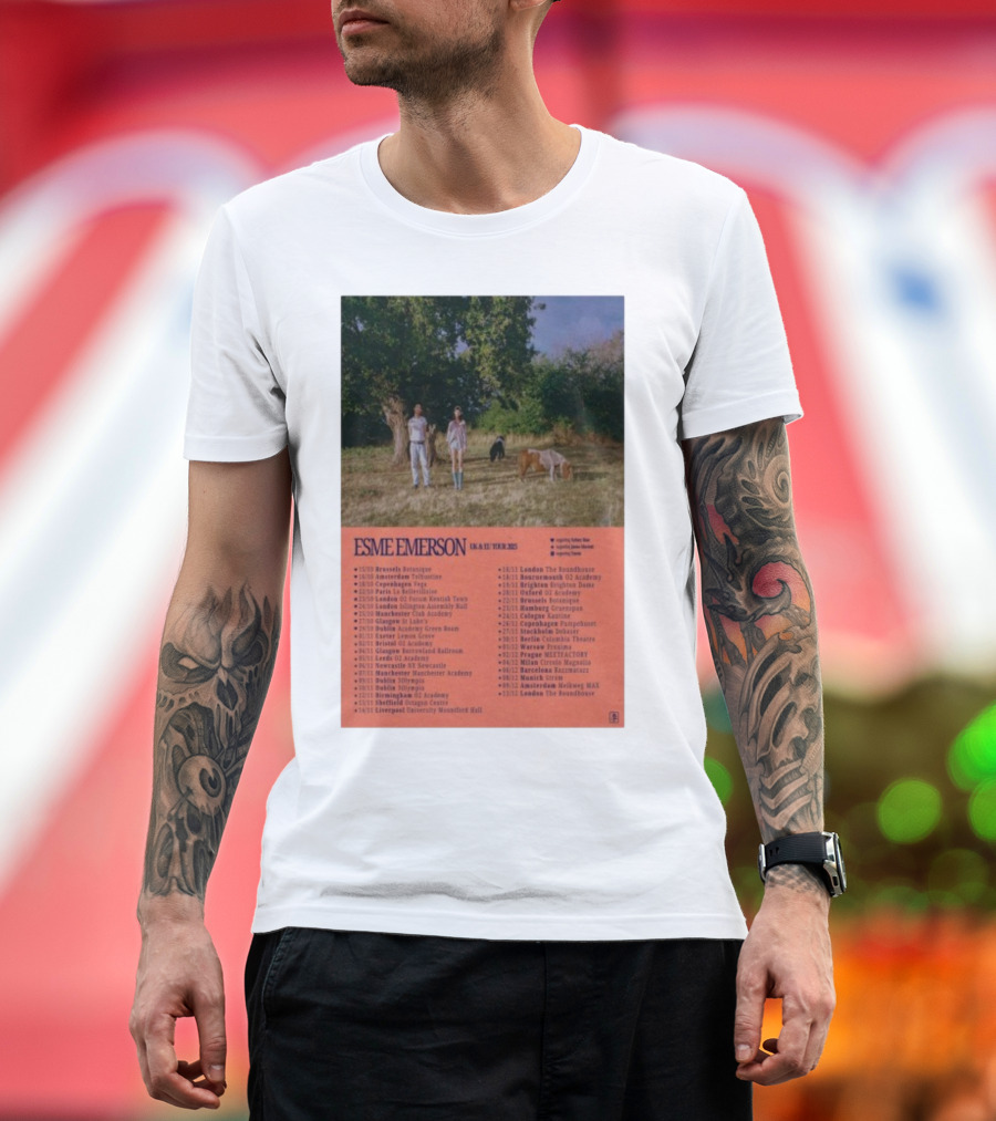 ESME EMERSON UK EU Tour 2025 Dates Featuring Dublin Paris Amsterdam London Glasgow Barcelona T-Shirt