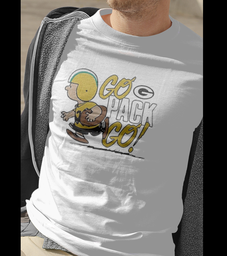 Green Bay Packers Peanuts Snoopy Go Pack Go Winter Cartoon Football T-Shirt