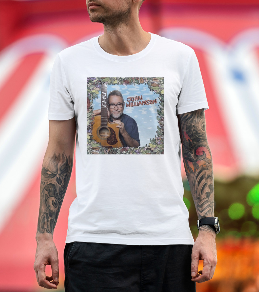 John Williamson EMU Guitar Ausmusic Floral Border T-Shirt