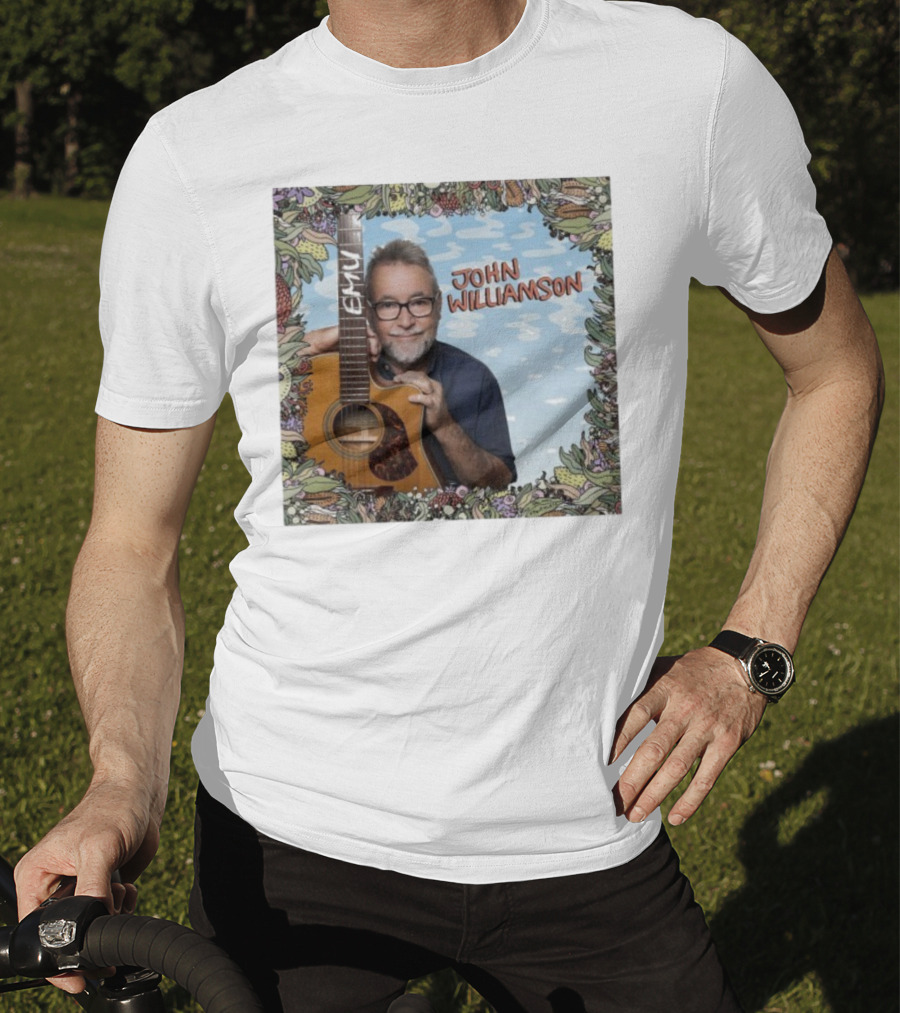 John Williamson EMU Guitar Ausmusic Floral Border T-Shirt