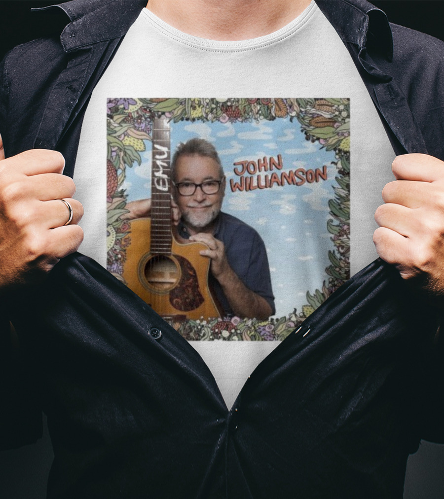 John Williamson EMU Guitar Ausmusic Floral Border T-Shirt