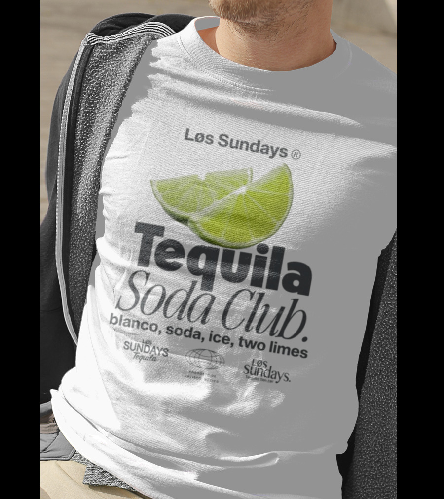 Los Sundays Tequila Soda Club Blanco Soda Ice Two Limes T-Shirt