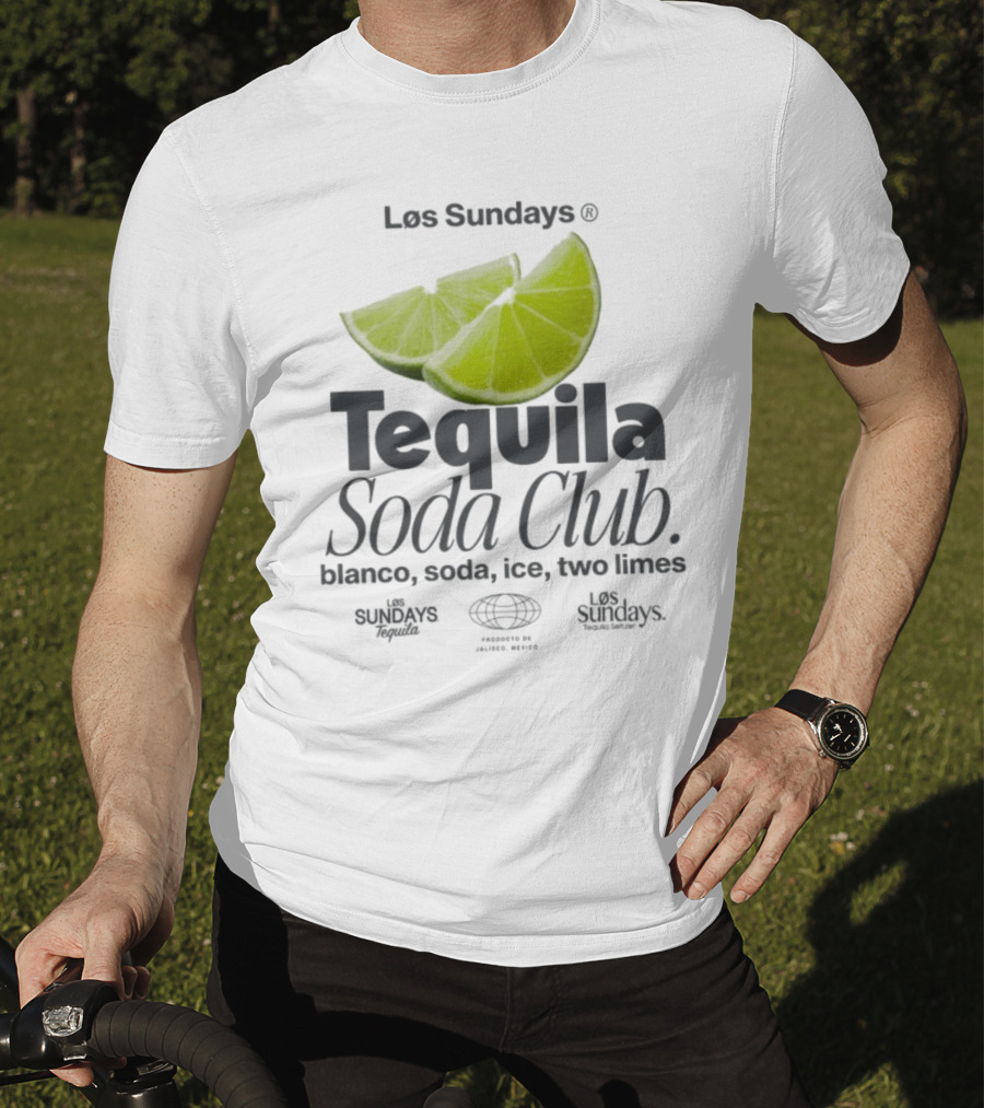 Los Sundays Tequila Soda Club Blanco Soda Ice Two Limes T-Shirt