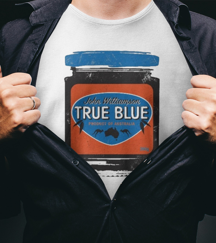 John Williamson True Blue Product Of Australia Mock Jam Label T-Shirt