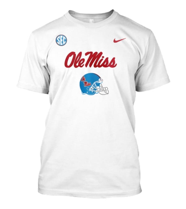 Ole Miss Rebels Football Helmet SEC Nike T-Shirt