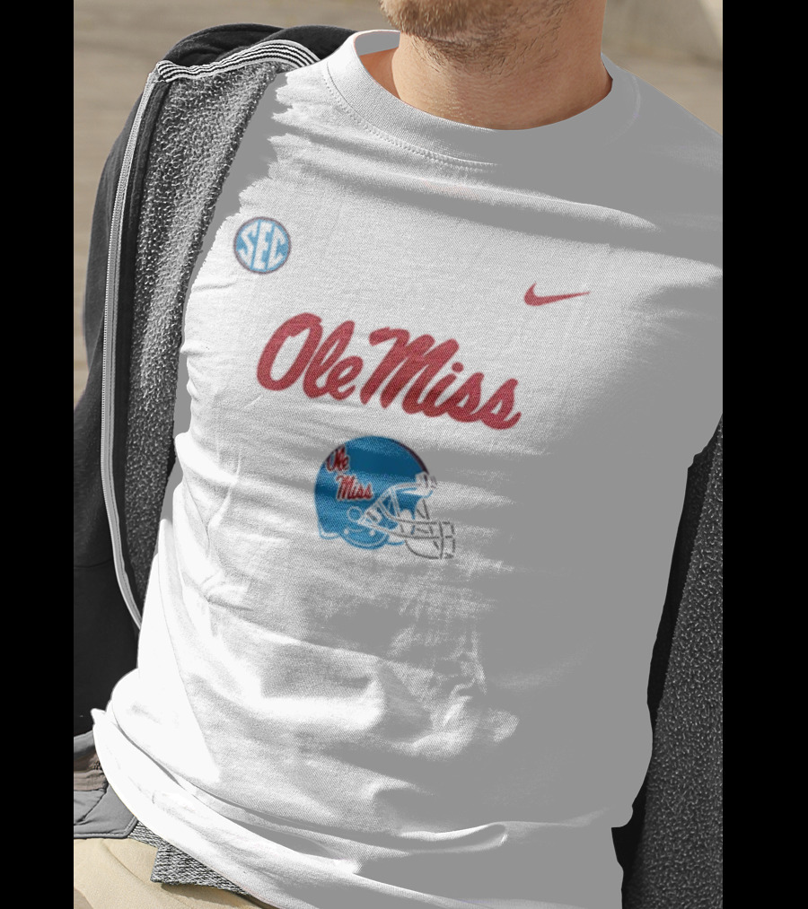 Ole Miss Rebels Football Helmet SEC Nike T-Shirt