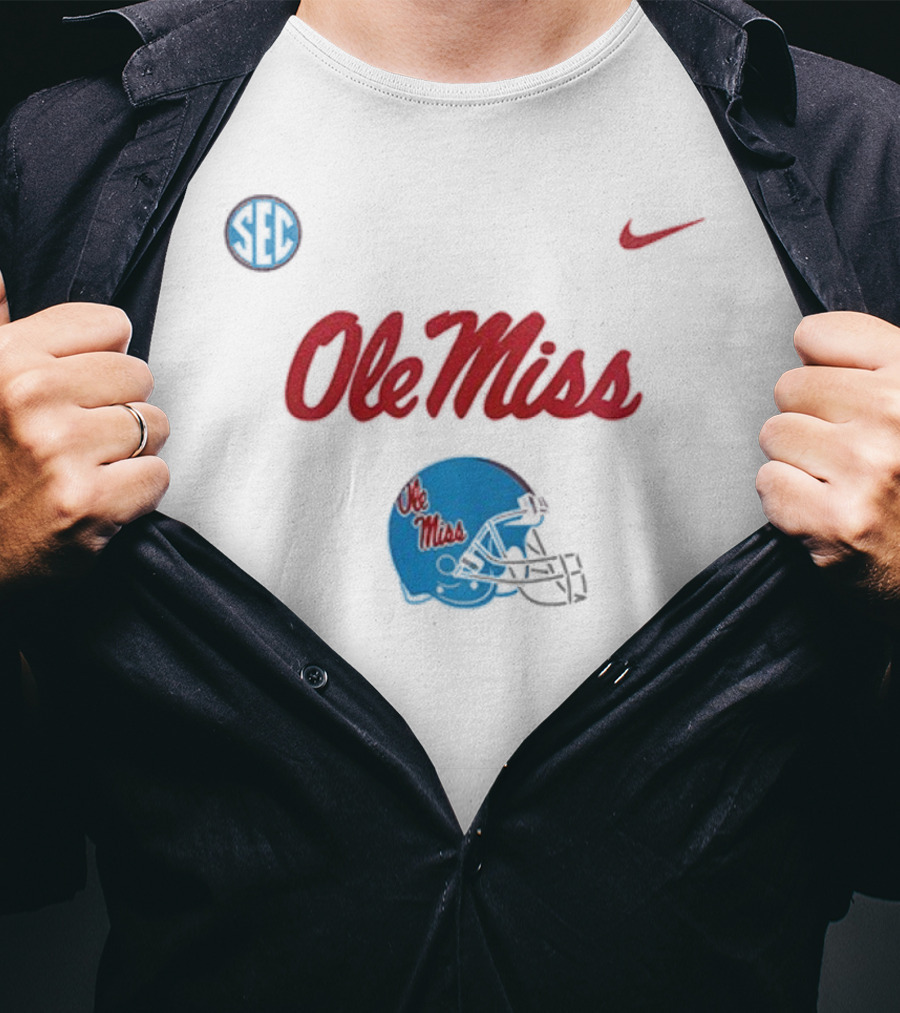 Ole Miss Rebels Football Helmet SEC Nike T-Shirt