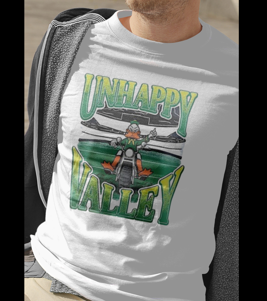 Oregon Ducks Unhappy Valley Mascot Motorcycle Rider T-Shirt