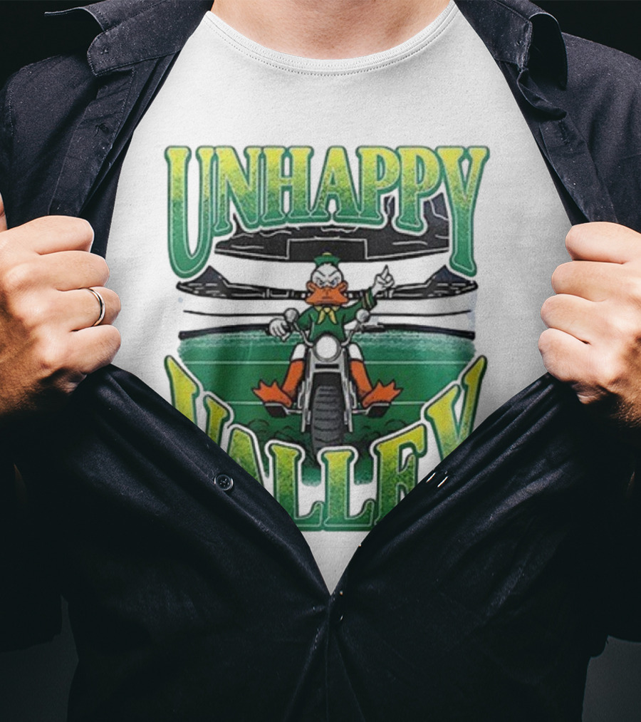 Oregon Ducks Unhappy Valley Mascot Motorcycle Rider T-Shirt
