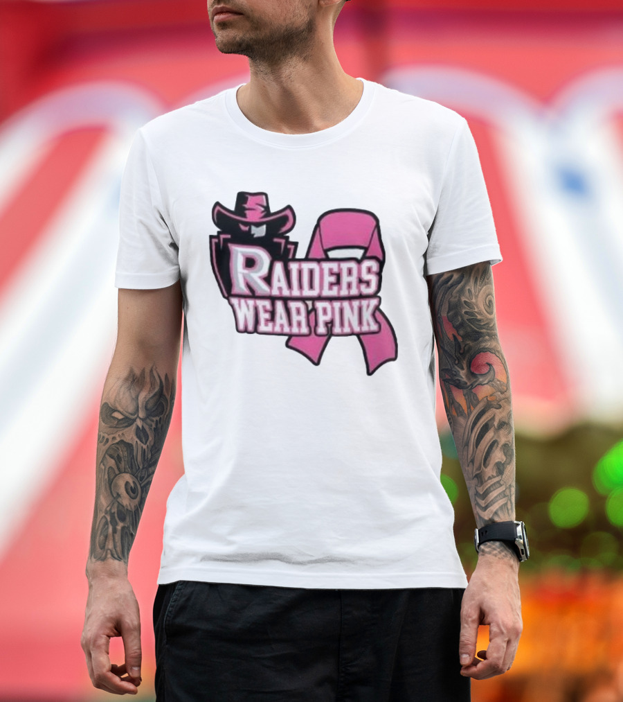 Raiders Wear Pink Breast Cancer Awareness Power Ribbon T-Shirt