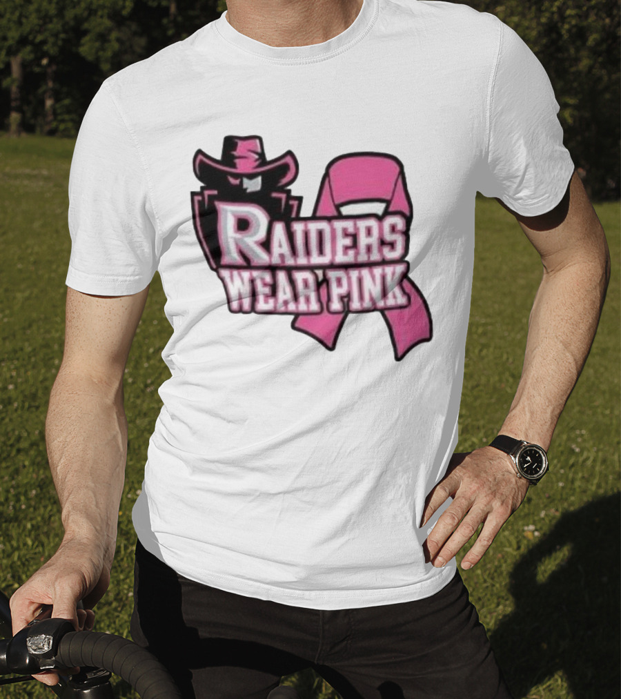 Raiders Wear Pink Breast Cancer Awareness Power Ribbon T-Shirt