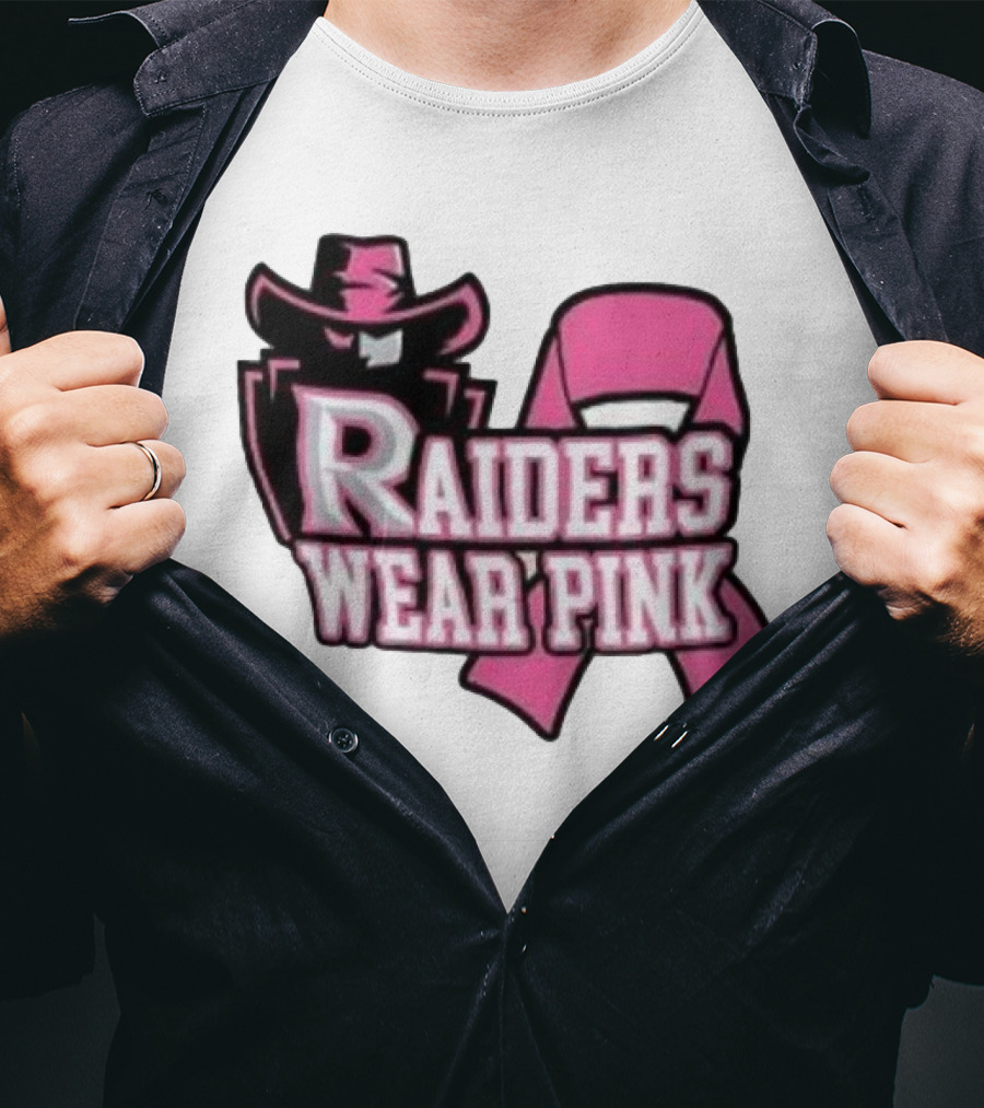 Raiders Wear Pink Breast Cancer Awareness Power Ribbon T-Shirt