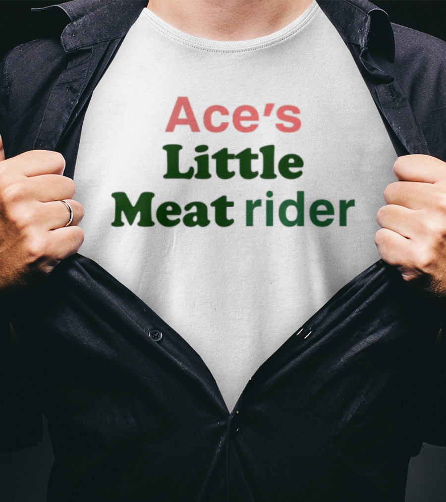 Ace's Little Meat Rider Text Bold Red Green T-Shirt