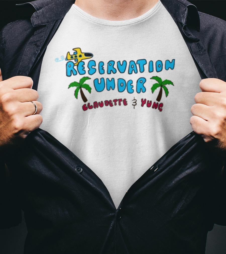 Reservation Under Claudette Yung Beach Beds Tropical Vacation T-Shirt