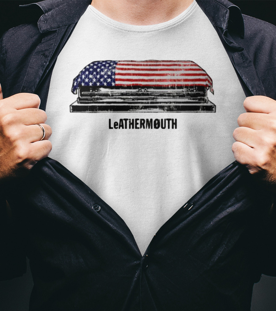 Leathermouth American Flag Coffin T-Shirt
