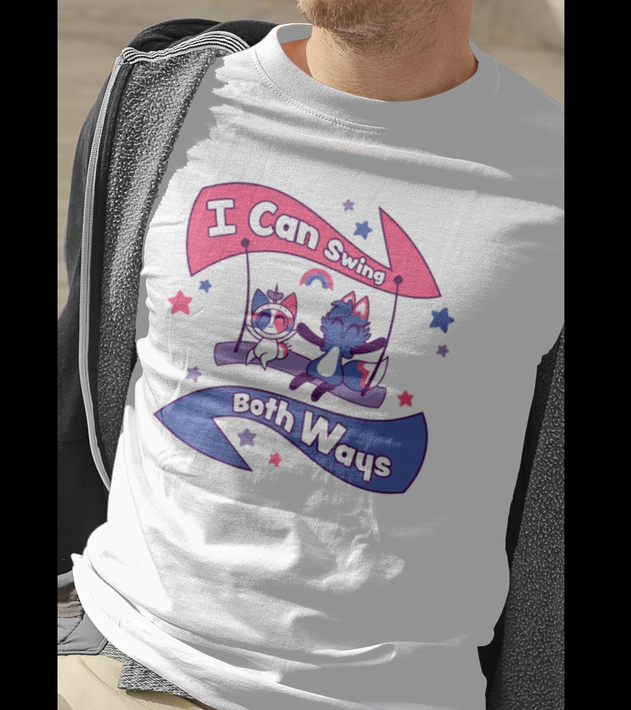 I Can Swing Both Ways Cute Cats Stars Rainbow T-Shirt