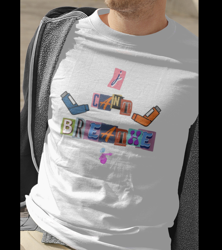 I Can't Breathe Text Collage Abstract Style T-Shirt