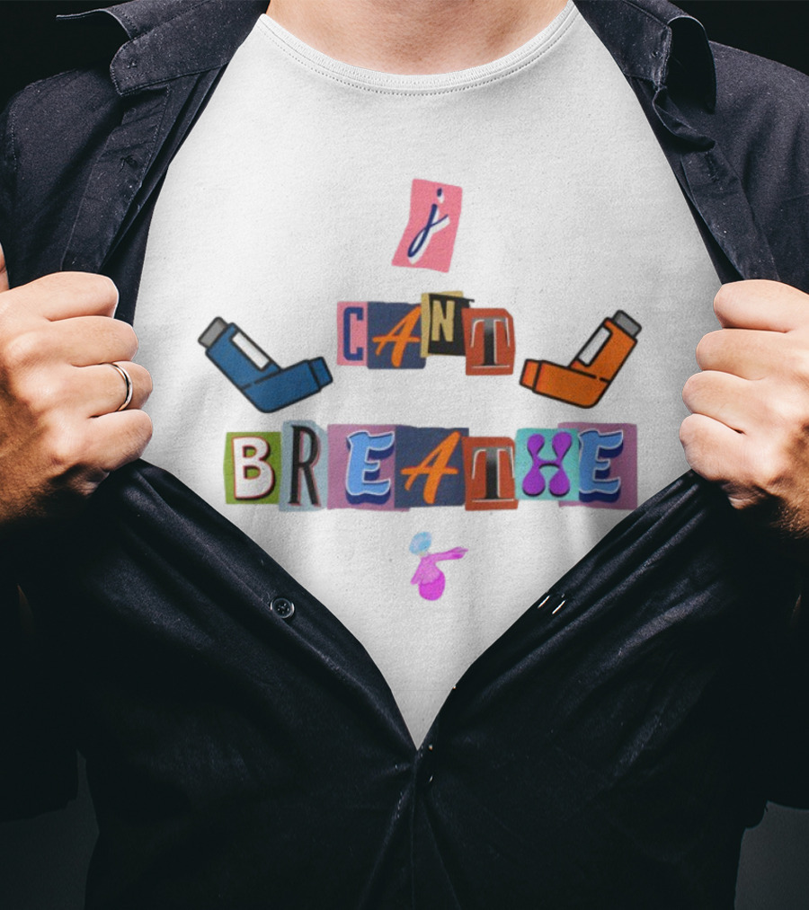 I Can't Breathe Text Collage Abstract Style T-Shirt