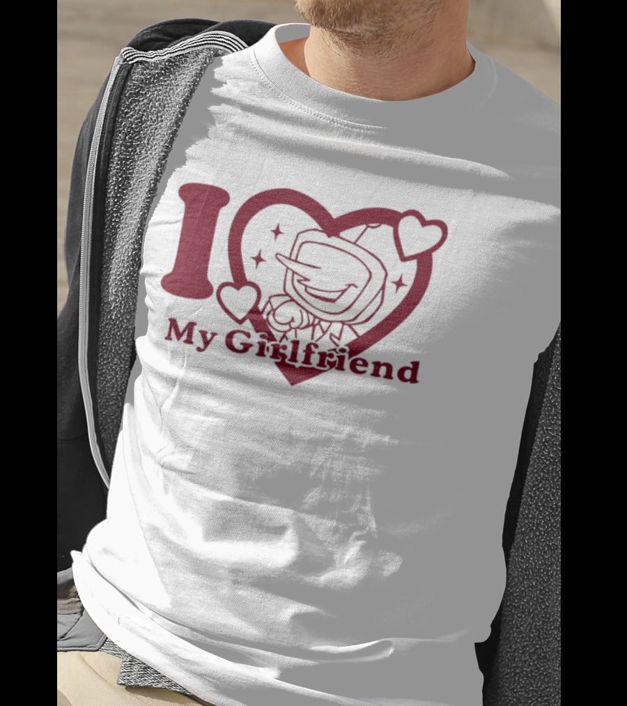 I Love My Girlfriend Mr. Tenna Heart Design T-Shirt