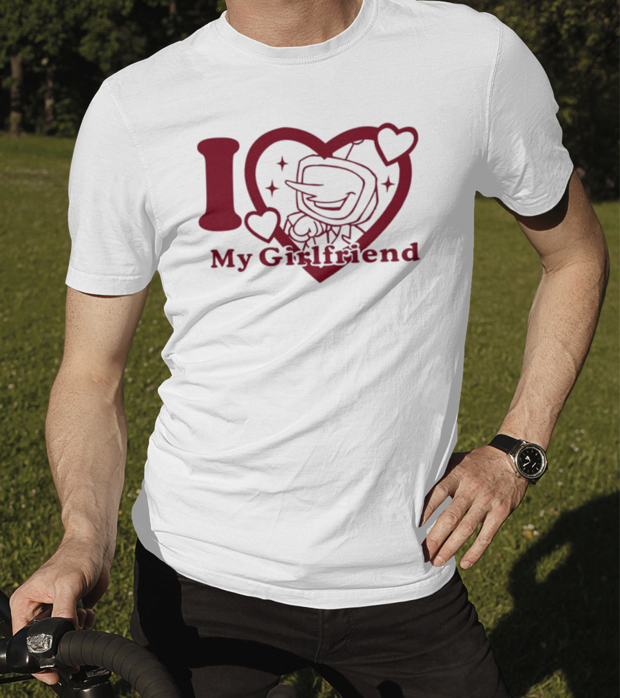 I Love My Girlfriend Mr. Tenna Heart Design T-Shirt