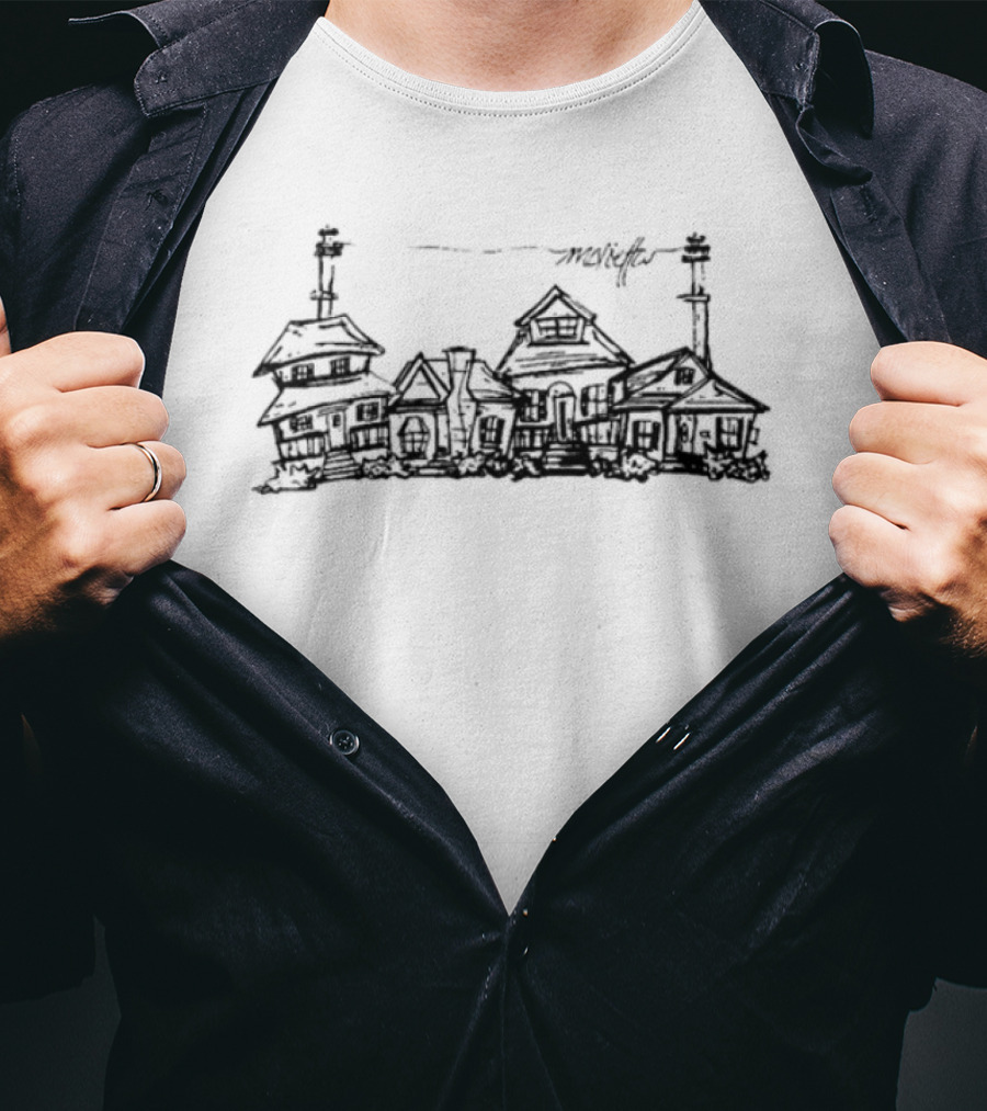 Marietta Powerlines Skyline Drawing With Power Pole And Birds T-Shirt