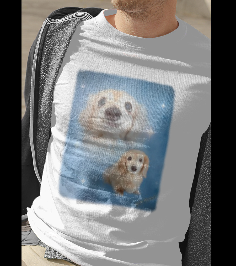 Olan Meows Bella Dog Portrait Classic Blue Stars T-Shirt