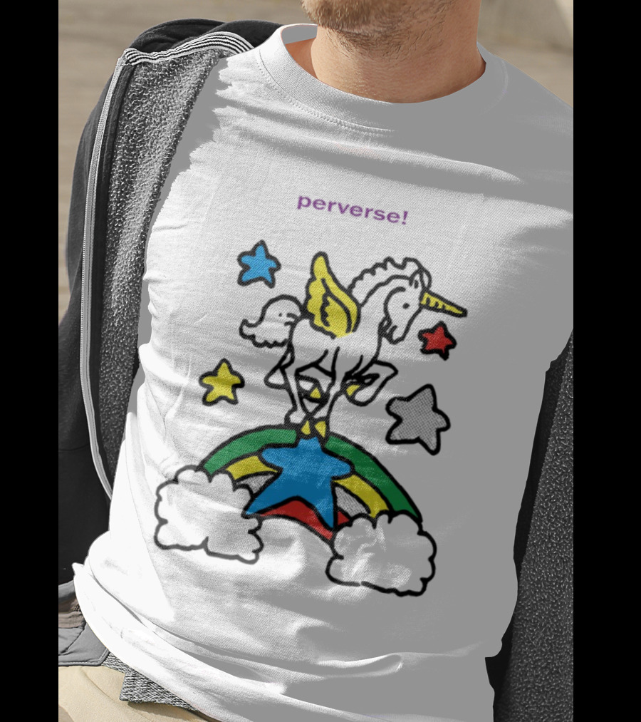 Perverse Pride Bug Girl Rainbow Stars Wings T-Shirt